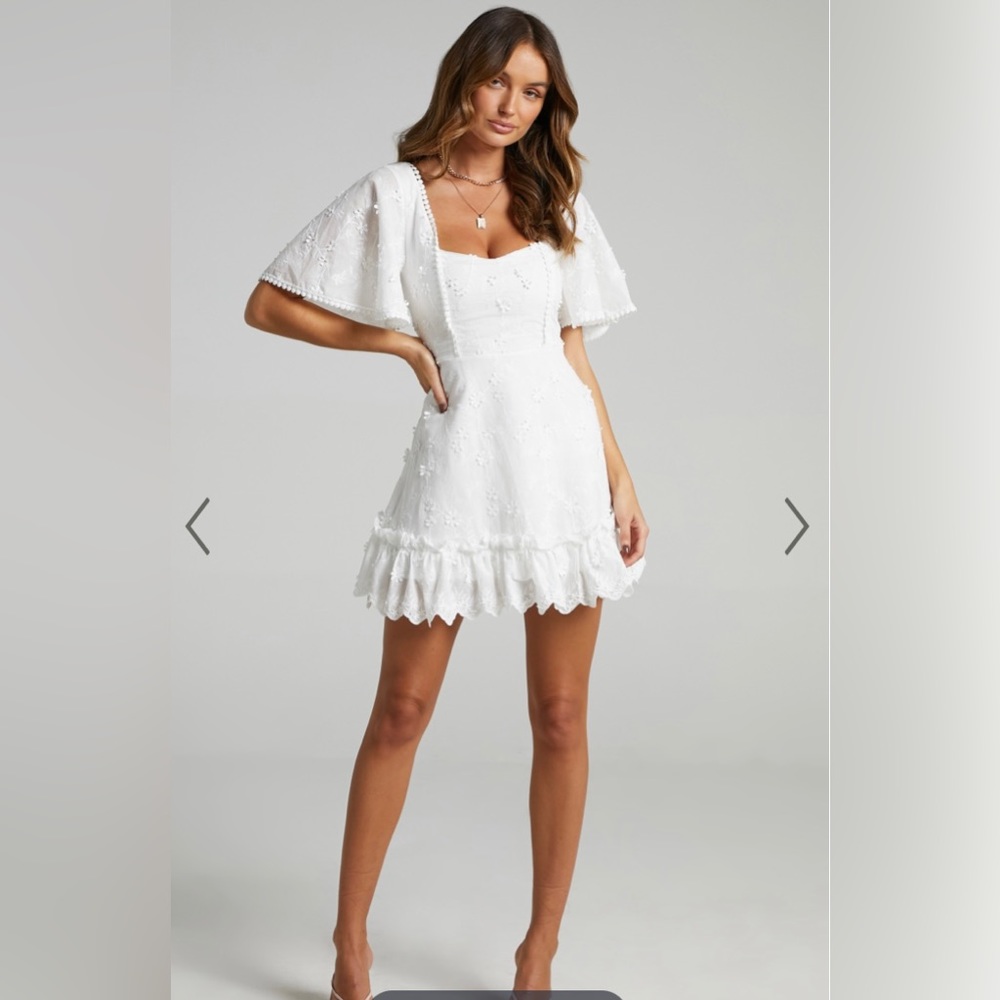 Showpo “Fancy A Spritz” White Embroidery Dress